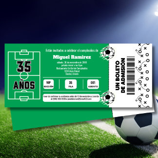Spanisches Fußballspiel-Ticket für 35. Geburtstags Einladung