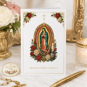 Spanisches Heiligopfer der Messe Angebot Guadalupe Karte