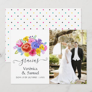 Spanisches Hochzeitssemble für Wasserfarben-Foto Dankeskarte