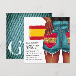 Spanisches Jeans-Mädchen-Abschlussfeier-Einladung Einladung