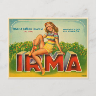Spanisches Kartonetikett mit Olivenmarken Postkarte