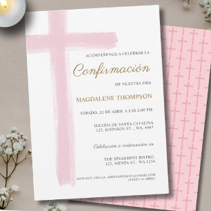 Spanisches Mädchen Rosa Konfirmation Confirmacion Einladung