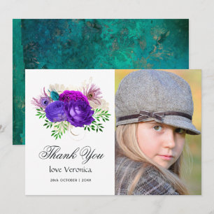 Spanisches Mardi Gras Aquarell Floral Quinceañera  Dankeskarte