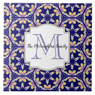 Spanisches Mittelmeerfamilien-Monogramm der art-  Fliese