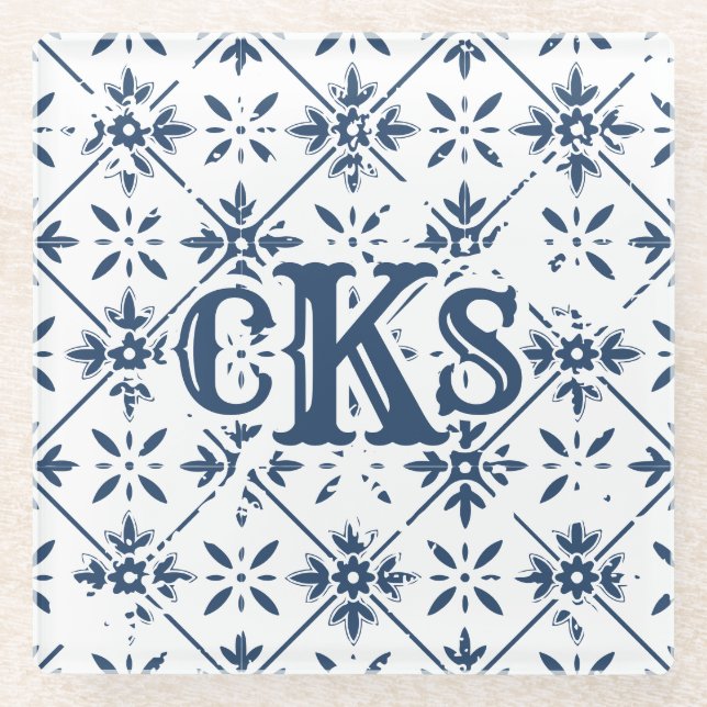 Spanisches Muster — Distressiver Schnitt | Glasuntersetzer (Vorderseite)