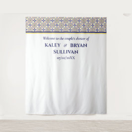 Spanisches Navy Yellow Tile Dusche Foto Background Wandteppich