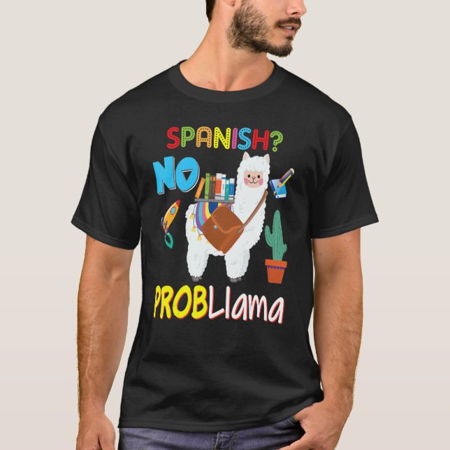 Spanisches No Probllama Problem Llama Kid Student  T-Shirt (Vorderseite)