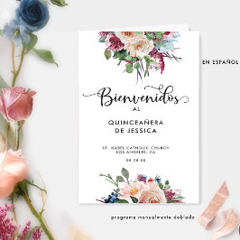 Spanisches Pastel-Floral-Quinceañera-Programm