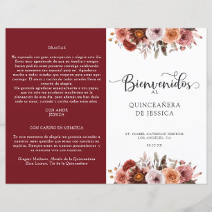 Spanisches Programm Burgund Blush Quinceanera