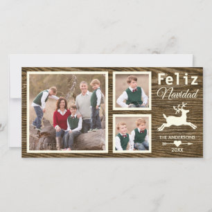 Spanisches rustikales hölzernes Foto Ren-Browns Feiertagskarte