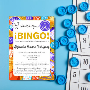 Spanisches Spaß-Bingo und Spiele Gold 60. Geburtst Einladung
