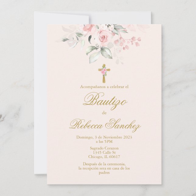 Spanisches Taufmädchen Einladung (Vorderseite)