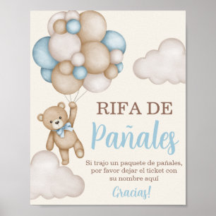 Spanisches Teddy Bear Diaper Raffel-Zeichen Poster