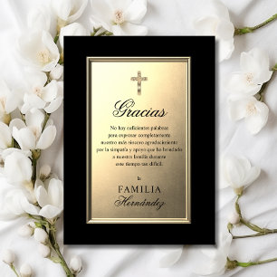 SPANISCHES Trauerkreuz Gold Schwarz FOTO Danke Karte