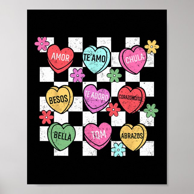 Spanisches Valentinsgesprächs-Herz Feliz San Val Poster (Vorne)