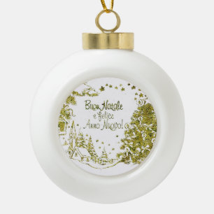 Spanisches Weihnachten, Baumgoldwinter Keramik Kugel-Ornament