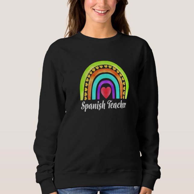 Spanischlehrer Herzen & Regenbogen Premium Sweatshirt (Vorderseite)