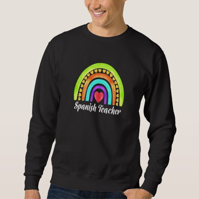 Spanischlehrer Herzen & Regenbogen Premium Sweatshirt (Vorderseite)