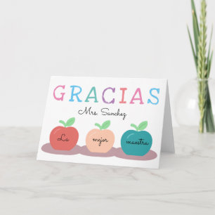 Spanischlehrer/Maestra Danke mit Apples Card Karte