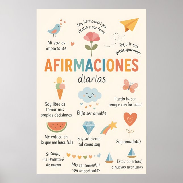 Spanish Affirmations , Therapy Office Decor.School Poster (Vorne)