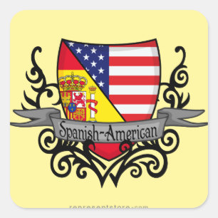 Spanish-amerikanische Schild-Flagge Quadratischer Aufkleber