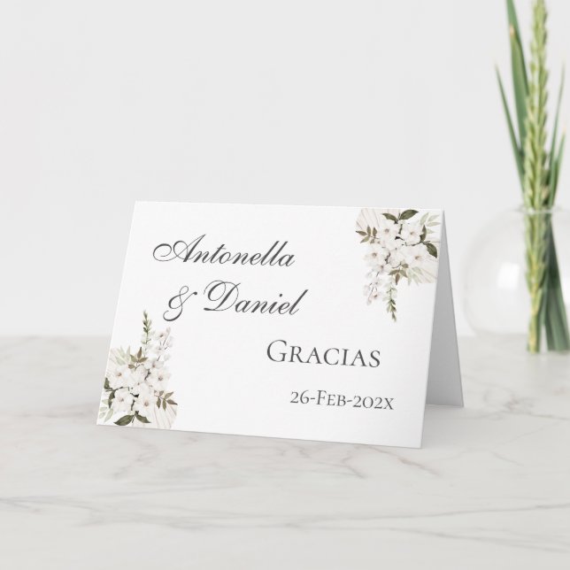 Spanish Boho Wedding Dankeschön Karte (Vorderseite)