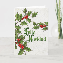Spanish Christmas Feliz Navidad Holly Berries Feiertagskarte