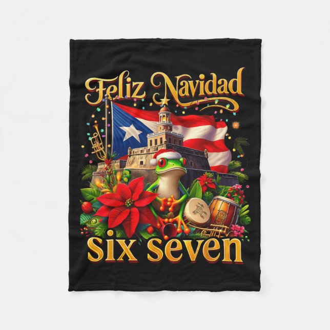 Spanish Christmas Funny Puerto Rico Boricua Coqui  Fleecedecke (Vorderseite)