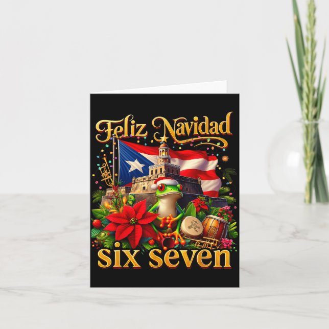 Spanish Christmas Funny Puerto Rico Boricua Coqui  Karte (Vorderseite)
