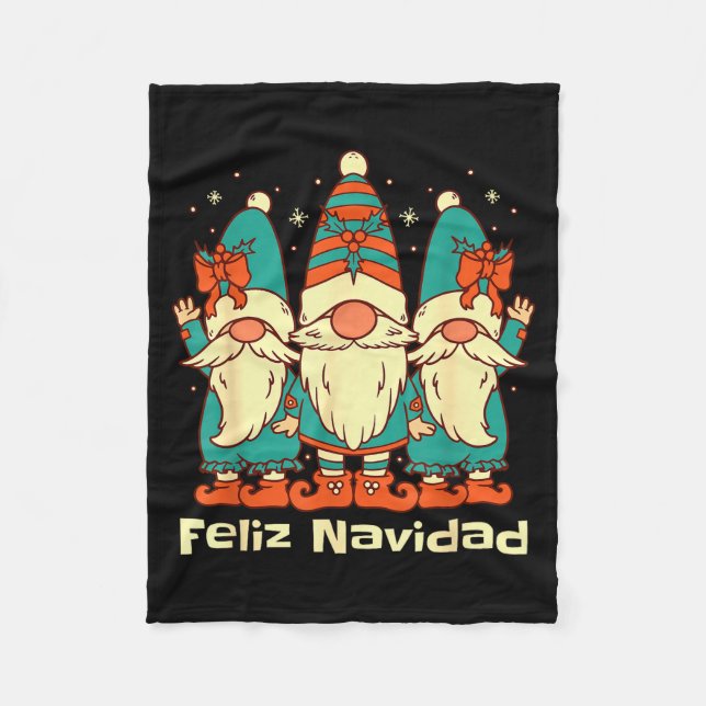 Spanish Christmas Gnomes Feliz Navidad  Fleecedecke (Vorderseite)