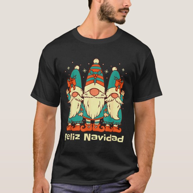Spanish Christmas Gnomes Feliz Navidad  T-Shirt (Vorderseite)