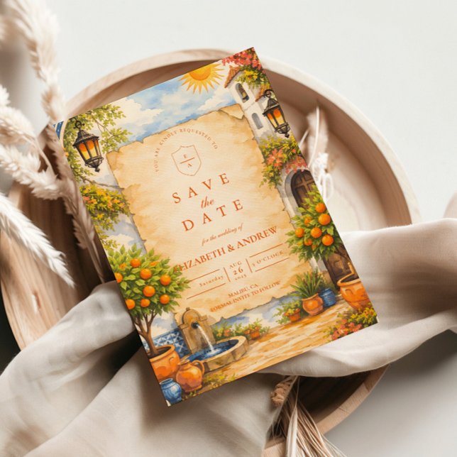 Spanish Courtyard Romance Wedding Save The Date (Von Creator hochgeladen)
