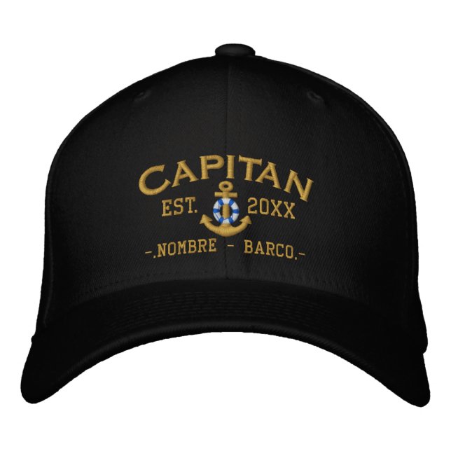 SPANISH El Capitan Nautical Personalisiert Bestickte Kappe (Vorderseite)