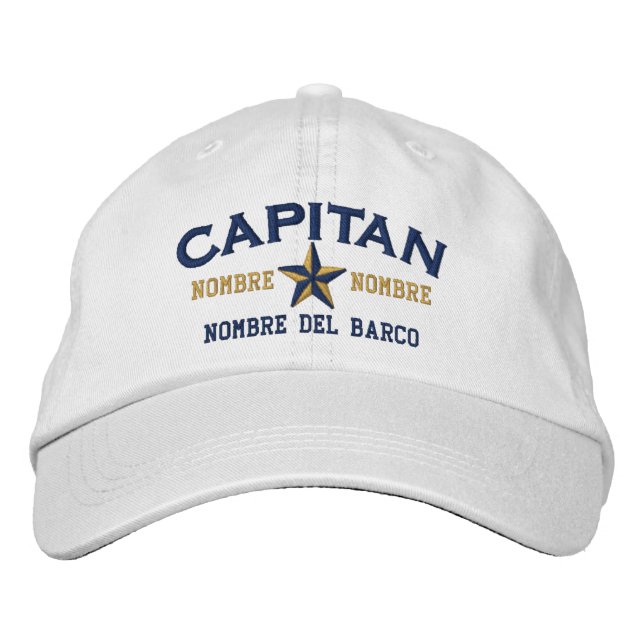 SPANISH El Capitan Nombre del barco y su nombre. Bestickte Kappe (Vorderseite)
