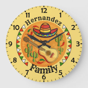 Spanish Fiesta Personalized NAME Fun Cinco De Mayo Große Wanduhr