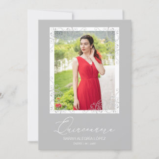 Spanish Flourish Grey Ornament Photo Quinceañera
