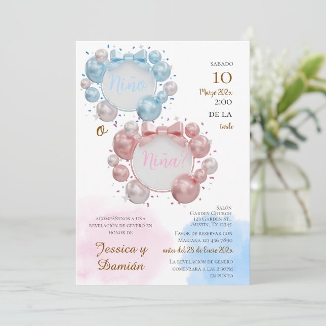 Spanish Gender Reveal Invitation Einladung (Stehend Vorderseite)