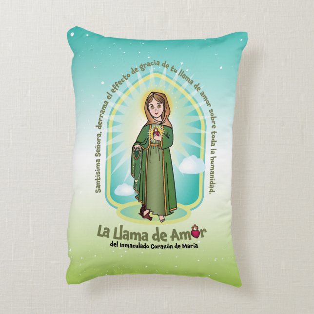 Spanish GRN Bg Kids FOL Mary Icon + Unity Prayer  Dekokissen (Rückseite(Vertikal))