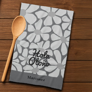 Spanish Hello Autumn Fall Vibes Personalisieren Geschirrtuch