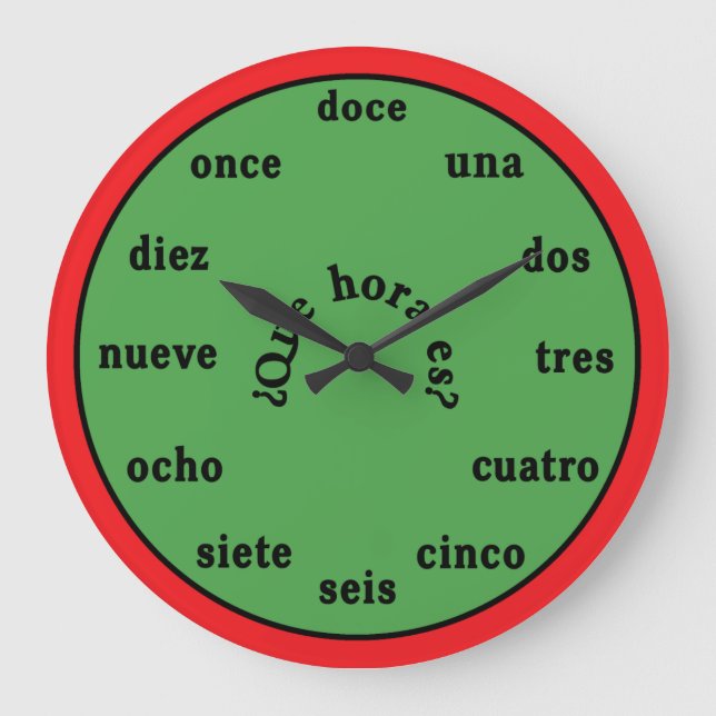 Spanish Language Wall Clock Große Wanduhr (Vorderseite)