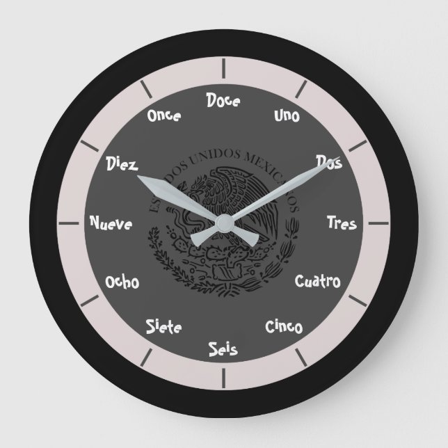 Spanish Letter Numbers Große Wanduhr (Vorderseite)