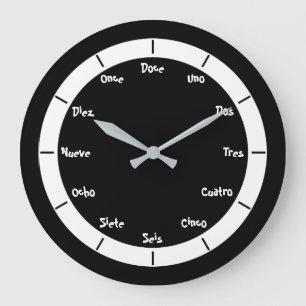 Spanish Letter Numbers Große Wanduhr