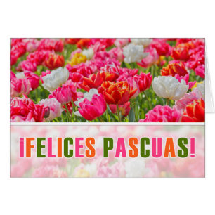 SPANISH Oaster Joyeuses Paques Pink Tulip Garden