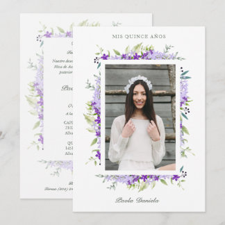 Spanish Quinceañera Photo Flower Branches Einladung