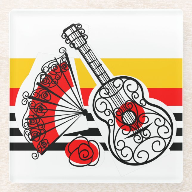 Spanish Souvenirs Classic Stripe Untersetzer Glas (Vorderseite)