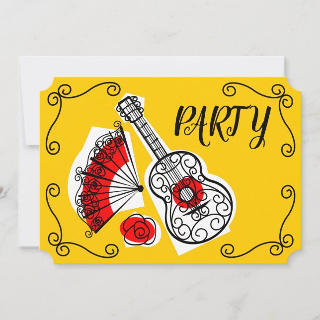Spanish Souvenirs Corners Party horizontal Einladung (Vorderseite)