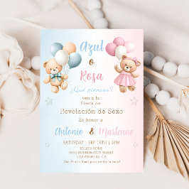 Spanish Teddy Bear Gender Reveal Invitation Einladung