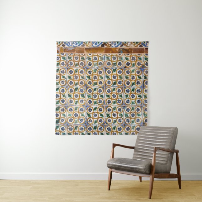 Spanish Tiles #2 #travel #pattern #wall #art Wandteppich (Beispiel)
