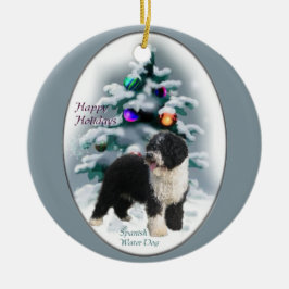 Spanish Water Dog Christmas Tree Ornaments Keramikornament