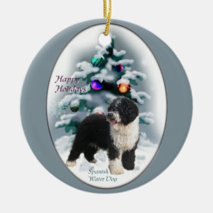 Spanish Water Dog Christmas Tree Ornaments Keramikornament